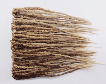 Brown Blond Dreadlock Extensions – Soft Crochet Boho Faux Locs with Loose Ends, Natural Look Synthetic Dreads & Braids.