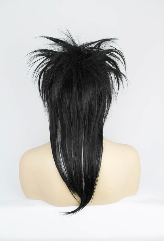 Black White Emo Fringe Synthetic Wig Heat Resistant Etsy