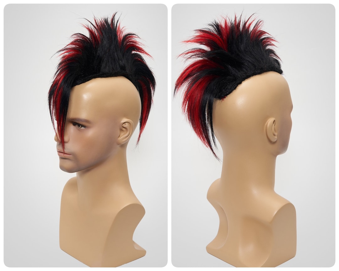 Wigs Mohawk Mens Wig Glued Cliped Mohican Punk Madmax Hairpiece Bespoke