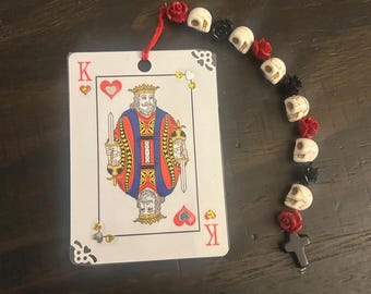 Handmade Playing Card Bookmark | Skull & Rose Charm | Dark Romantasy | Cat and Mouse | Spicy Romance