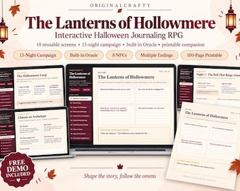 Interactive Halloween Journaling RPG | 13-Night Cozy Folk Horror Game (Digital Download)