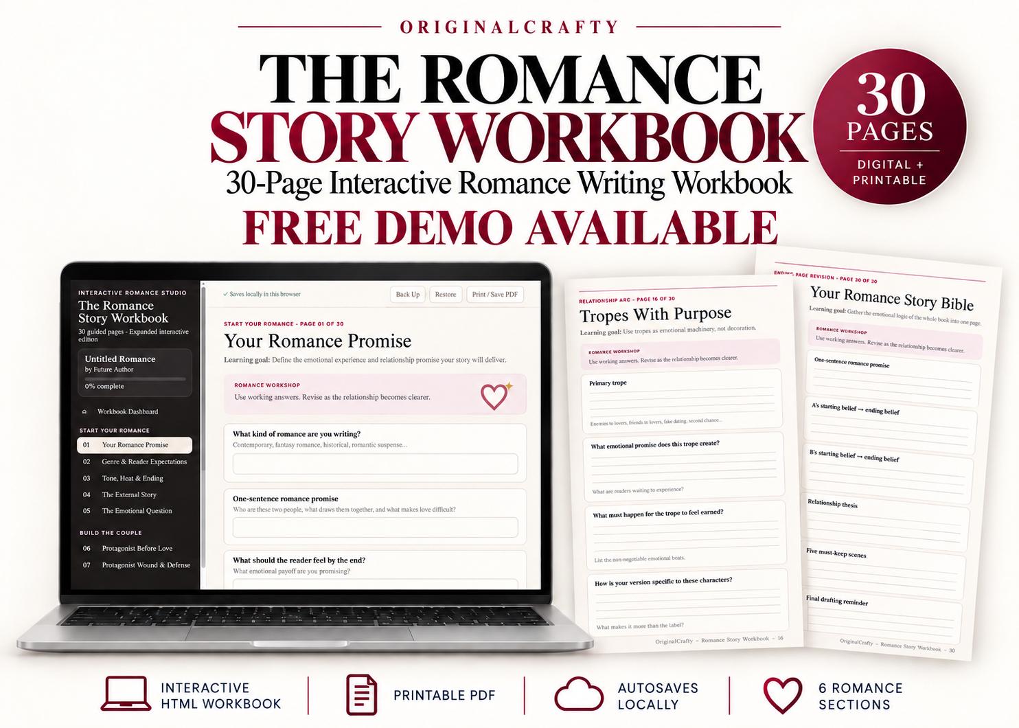 Romance Novel Planner product preview