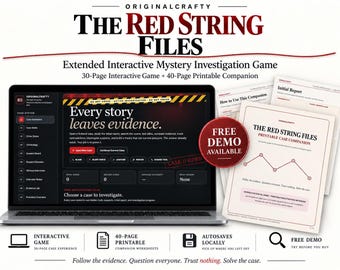 Mystery Journaling RPG | The Red String Files | True Crime Detective Game | Interactive + Printable Roleplaying