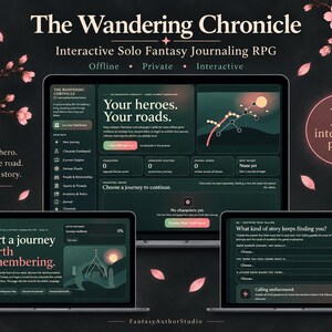 The Wandering Chronicle | Interactive Solo Fantasy Journaling RPG | Offline Browser Game | Digital Download