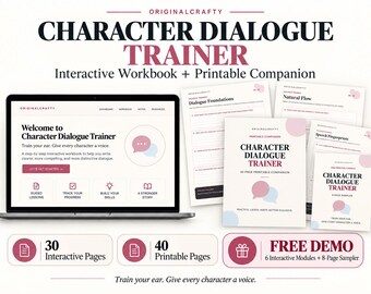 Character Dialogue Trainer | 30-Page Interactive Writing Workbook + 40-Page Printable Companion | Character Voice Practice