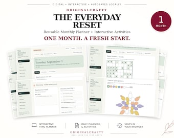 ADHD Planner, Reusable Monthly Planner, Printable PDF with Sudoku, Coloring & Mini Games | The Everyday Reset