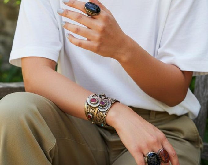 deer ring- Signet ring- Black stone  ring- Aqeeq stone ring. Tribal Gypsy Ring. Bohemian Jewelry. Turquoise Rings.Hand carved Rings.