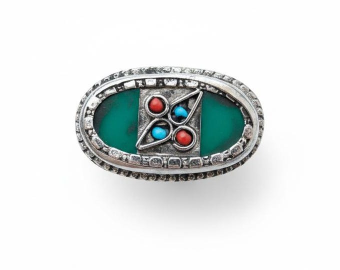 Statement ring- Green onyx Silver Ring- Tribal Afghan Ring. Vintage ring..Tribal silver Ring.Gypsy Boho  Rings- Stone ring- Onyx ring