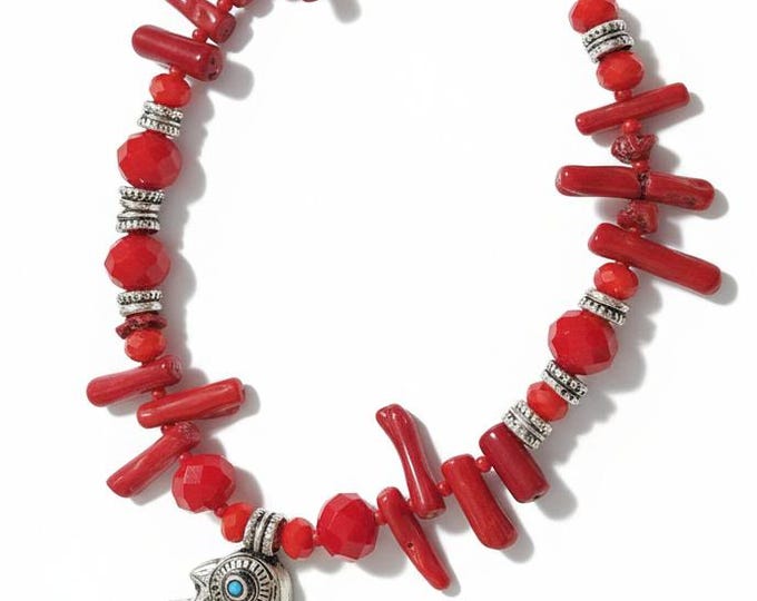 Red onyx Fish Pendant- Bird necklace-  Ruby Birthstone jewelry