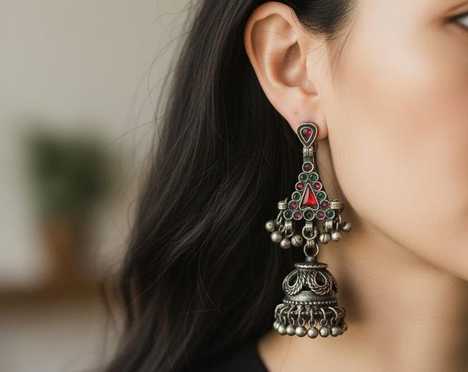 Afghan coin earrings. bohemian earrings. long dangle earrings. statement earrings. boho earrings. ethnic jewelry