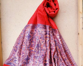 Red Cashmere Wrap- Pure Pashmina shawl-Cashmere scarf- Printed Cashmere scarf- Cashmere shawl- Warm winter cashmere shawl- Winter shawl