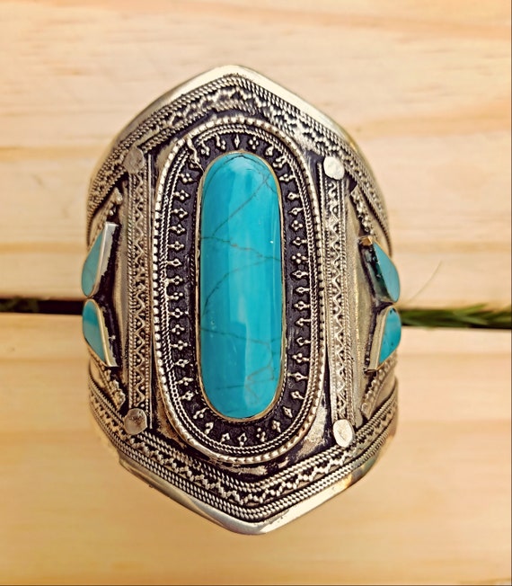 Turquoise bracelet-  Statement bracelet- Turquois… - image 2