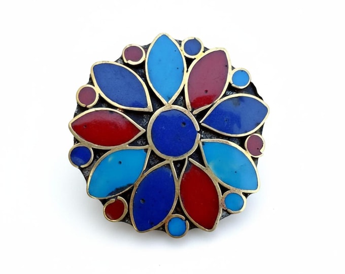 Rainbow ring- Crushed stone jewelry-  Afghan Kuchi Ring, Size 9