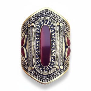 Bracciale afgano in corniola, bracciale tribale in argento intagliato a mano, gioiello Kuchi, bracciale regolabile Boho