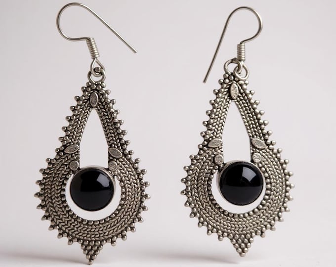 Aqeeq earring- Tribal Earrings- Afghan earrings- Kuchi earrings-silver earrings-Ethnic tribal earrings-boho-Jewelry- Dangle earrings