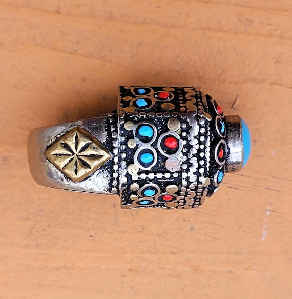 Turquoise  ring- Afghan Silver Ring.  Nomadic Rin… - image 2