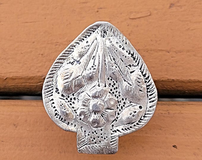 Vintage Kuchi Ring: Afghan Coin Silver Tribal Jewelry, Size 8