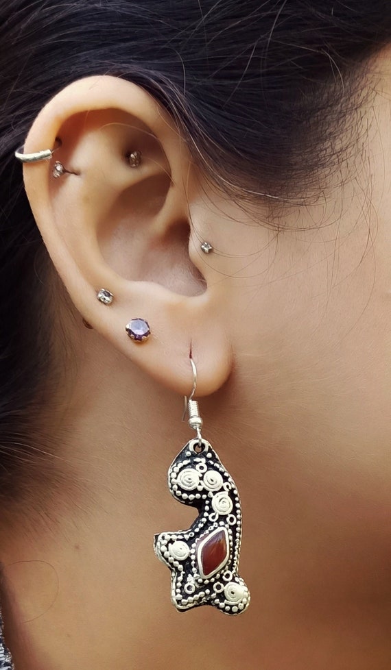 Dangle earrings- Maroon aqeeq earring- ethnic earr