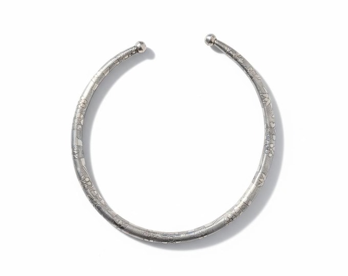 Kuchi Torc Necklace: Afghan Filigree Silver Bib Necklace