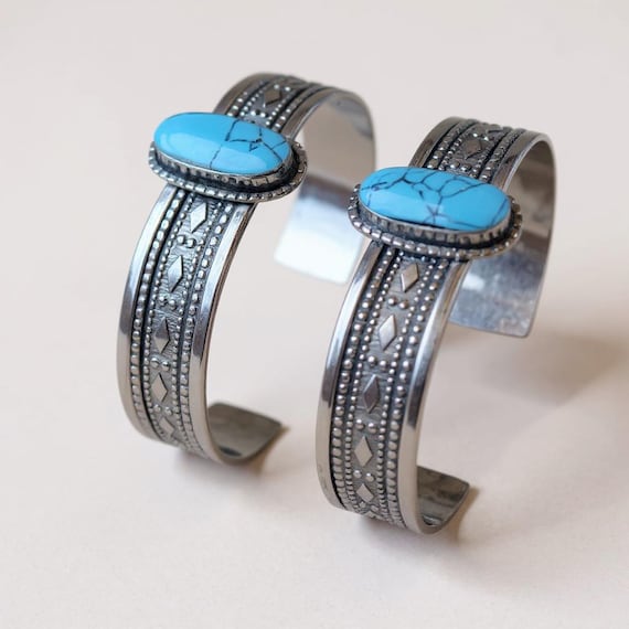 Handmade Turquoise Stacking Bangle – Nepali Tibet… - image 4