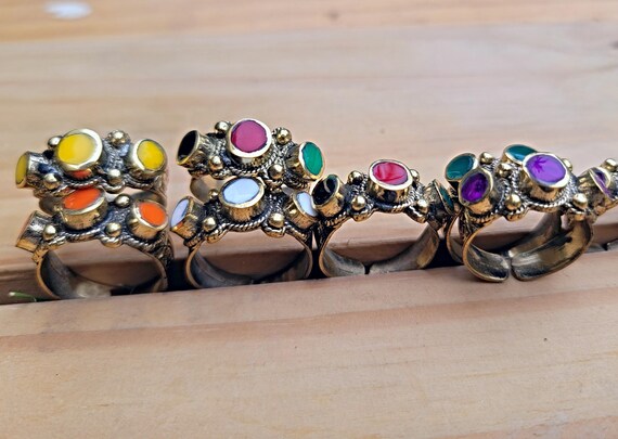 Turquoise stacking rings- Knuckle Tribal Bohemian… - image 4