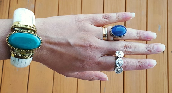 Silver Flower Statement Ring – Kuchi Tribal Afgha… - image 5