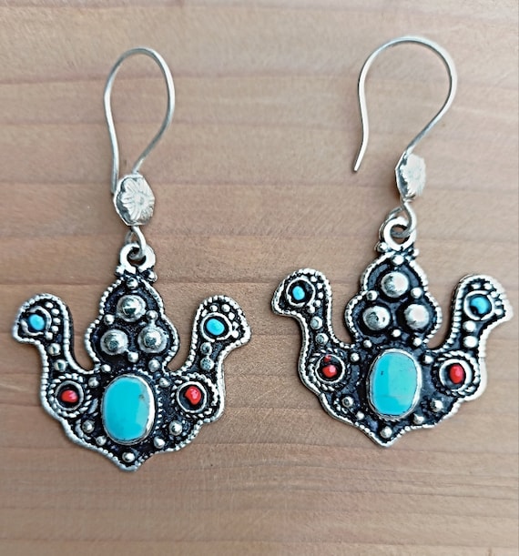 Bird earrings-Turquoise earring-ethnic earring-Boh