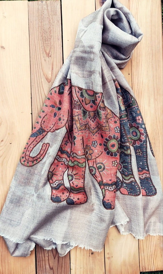 Elephant Scarf- Cashmere Wrap- Cashemere shawl-Cas