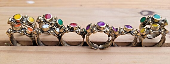 Turquoise stacking rings- Knuckle Tribal Bohemian… - image 3