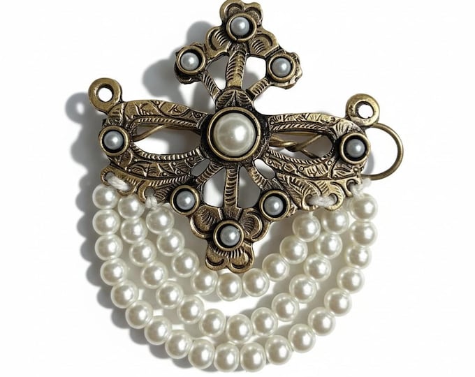 Kuchi Tribal Pearl Hairpin: Afghan Boho Hair Jewelry- hair clip- women's hair clip- pearl accessories- hair pin clip