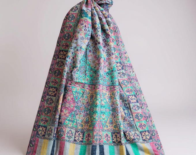 Pashmina shawl- Cashmere Scarf | Handwoven Multicolor Kashmir Artisan made wrap