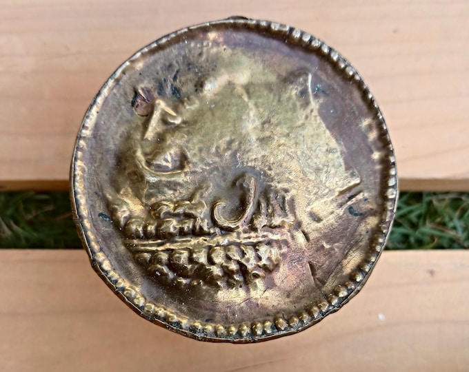 Vintage Islamic Brass Seal: Afghan Art-  Paper weight- Vintage stamp weight- Gold paper weight