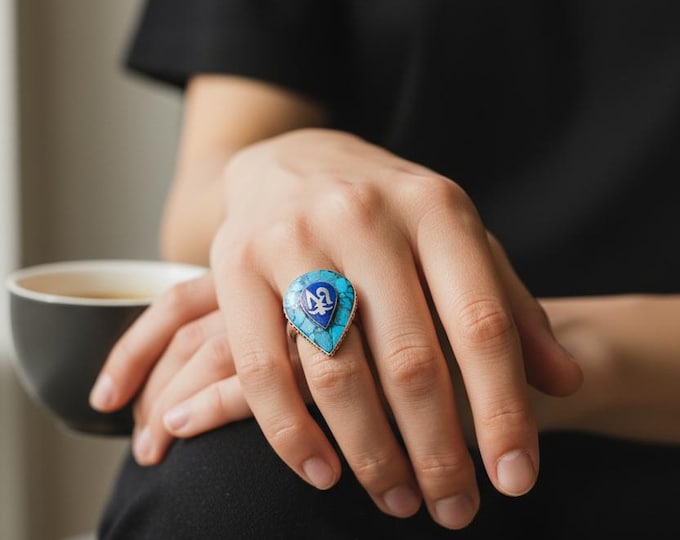 Nepali Ring- Turquoise & Lapis Ring.Tibetan Jewelry.Jewelry from Nepal.
