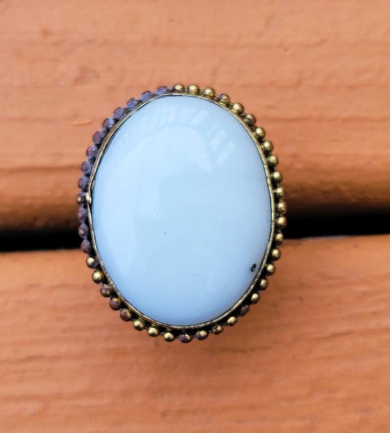 White Onyx Ring: Afghan Tribal German Silver Adju… - image 2