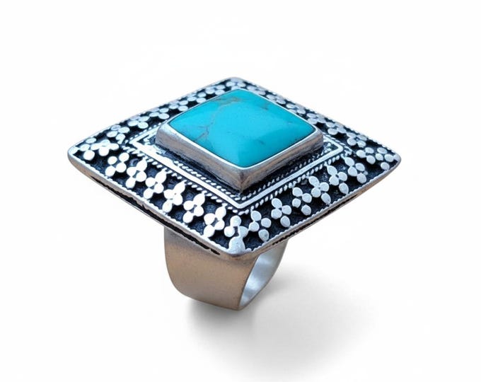 Blue Turquoise ring- Pakistani Jewelry- Ethnic Silver
