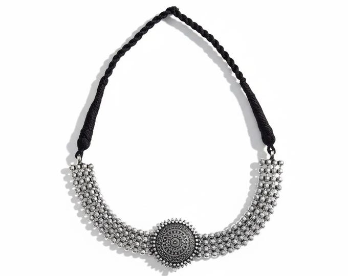 Chain necklace-  Silver statement necklace- Rabari Kutch Women Choker Necklace.Tribal Silver Jewelry.Ethnic Jewelry.Indian Necklace