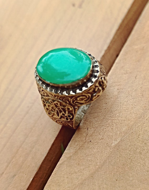 Afghan Kuchi Tribal Malachite stone Ring Bohemian Jewelry,Kuchi Ring,Afghan Jewelry,Green Ring,Hippie Ring,Free Shipping Gift for her