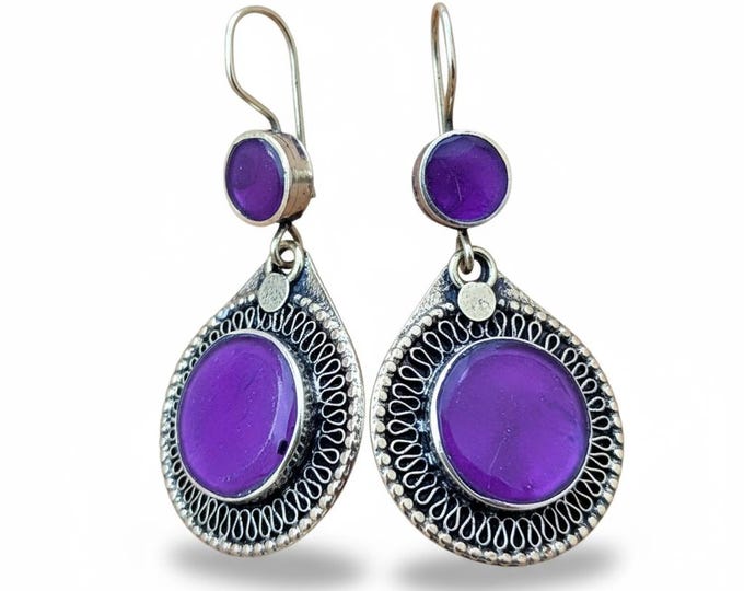 Purple Stone Earrings – Handcrafted minimal jewelry