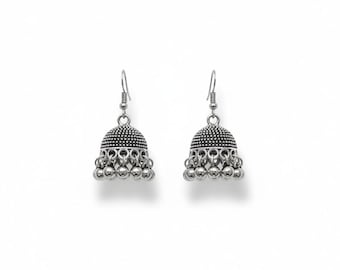 Jhumka earrings Afghan Jhumki Earrings: Tribal Silver Dangle Ornaments