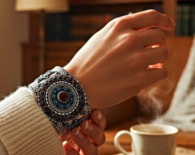 Afghan Cuff Bracelet- Ethnic Tribal Jewelry- Afghan lapis bracelet- Statement cuff bracelet- Lapis lazuli bracelet- Stacking bracelet