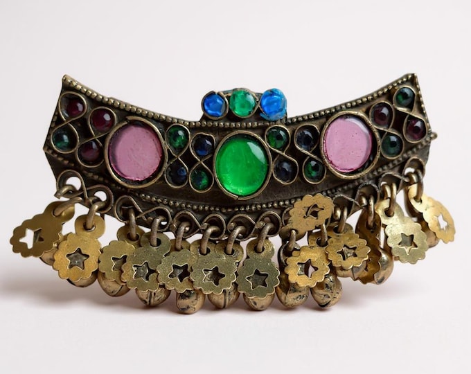 Silver Hair Clip: Afghan pins- Vintage Kuchi Tribal Head Clip- Ethnic Barrette