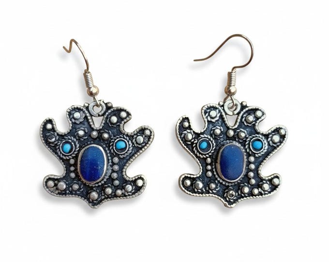 Jhumka earrings|Lapis Lazuli stone| Afghan dangle