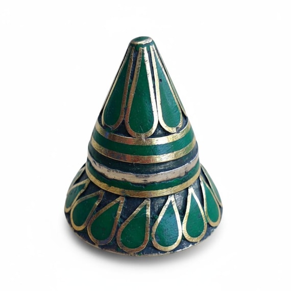 Vintage Afghan ring- Green onyx Dome ring- Size 9… - image 2