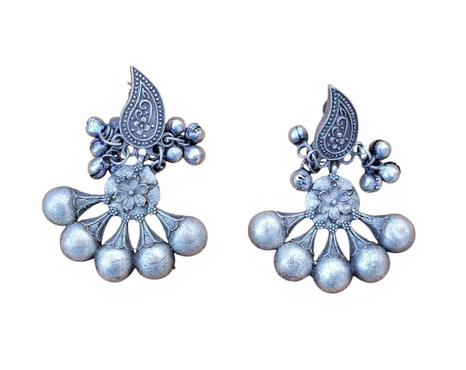 Banjara Earring- Indian Jewelry- Rajastani Silver jhumka- Ethnic indian jewelry- Tribal earrings- Sterling siver Ethnic Jhumka earrings