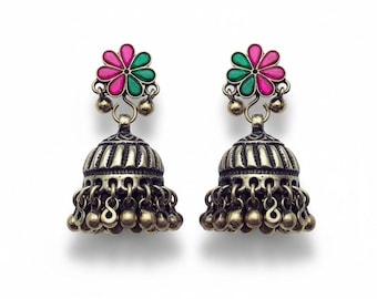 Jhumka earrings Vintage Kuchi Tribal Jhumka Earrings – Bohemian Flower Dangle Jewelry