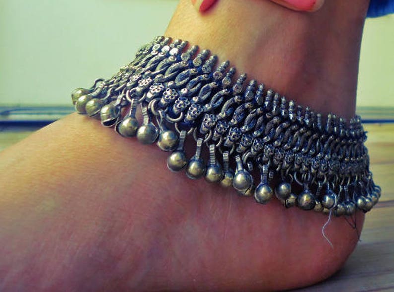 FREE Shipping Antique gold silver Anklet-Tribal Nomadic Gypsy jewelry.Afghan Gold tone Boho Anklet Jewelry.Tribal Vintage Silver