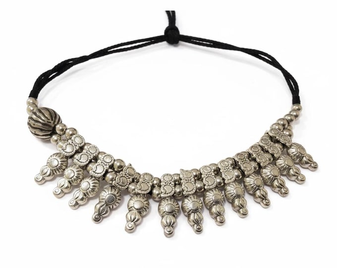 Indian tribal necklace- Wedding necklace- Rajwari necklace- Festive necklace- Coin necklace- Statement necklace- Kuchi necklace- Silver