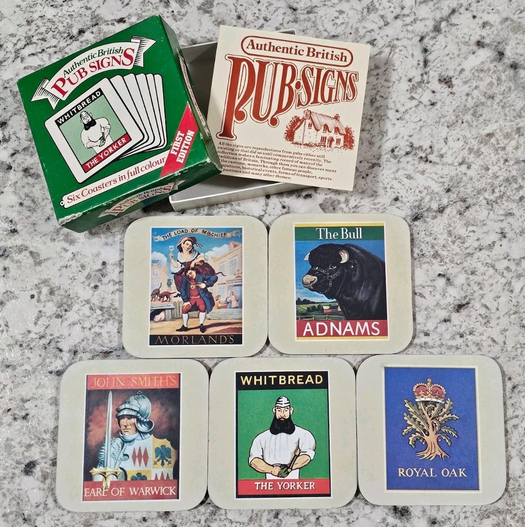 Vintage Authentic British Pub Signs Coasters First Edition Boxed Set ...