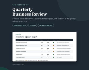 Quarterly Business Review Deck for PowerPoint with Speaker Note Guidance