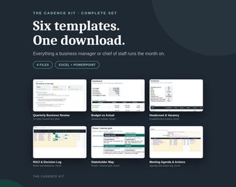 Business Manager Template Bundle | QBR, Budget, RACI, Stakeholder Map (Excel, PowerPoint)